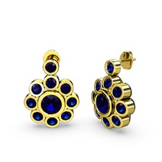 Elmas Çiçek Küpe - Lab safir 8 ayar altın küpe #1l6ad0b