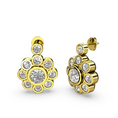 Elmas Çiçek Küpe - Swarovski ve elmas 18 ayar altın küpe (1.08 karat) #1qodbsf