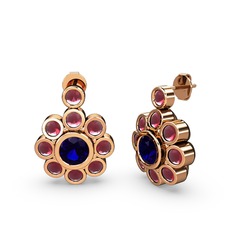 Elmas Çiçek Küpe - Kök yakut ve lab safir 8 ayar rose altın küpe #1w5l0mw