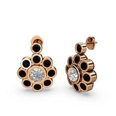 Siyah zirkon ve swarovski 925 ayar rose altın kaplama gümüş küpe