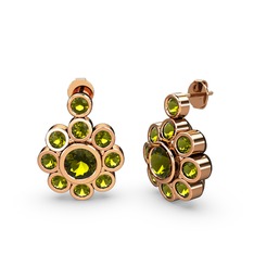 Peridot 925 ayar rose altın kaplama gümüş küpe