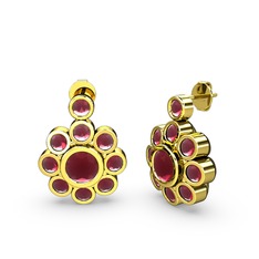 Elmas Çiçek Küpe - Kök yakut 8 ayar altın küpe #cb0kg5