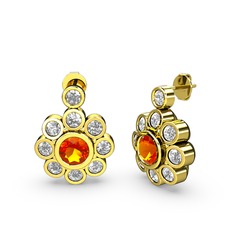 Elmas Çiçek Küpe - Swarovski ve sitrin 14 ayar altın küpe #ehiwnd