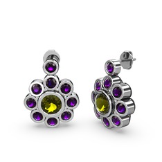Elmas Çiçek Küpe - Ametist ve peridot 925 ayar gümüş küpe #hgf6qa