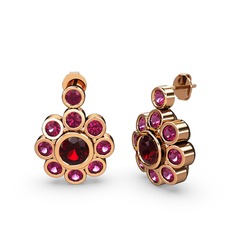 Rodolit garnet ve garnet 925 ayar rose altın kaplama gümüş küpe