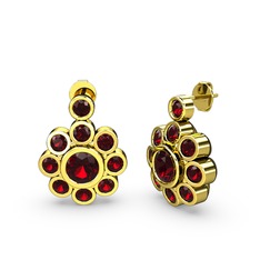 Garnet 925 ayar altın kaplama gümüş küpe