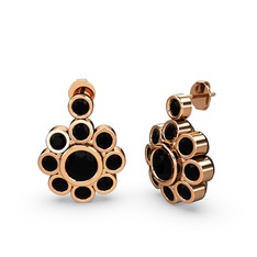 Elmas Çiçek Küpe - Siyah zirkon 8 ayar rose altın küpe #rkrnqz