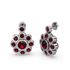 Garnet 18 ayar beyaz altın küpe