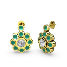 Elmas Çiçek Küpe - Kök zümrüt ve swarovski 8 ayar altın küpe #wx0cvj