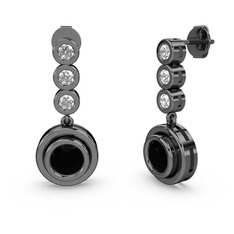 Belinda Küpe - Swarovski ve siyah zirkon 925 ayar siyah rodyum kaplama gümüş küpe #10c6yns