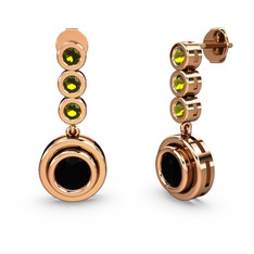 Belinda Küpe - Peridot ve siyah zirkon 925 ayar rose altın kaplama gümüş küpe #10gy5w8