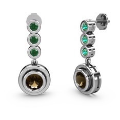 Belinda Küpe - Yeşil kuvars ve dumanlı kuvars 925 ayar gümüş küpe #10obihb