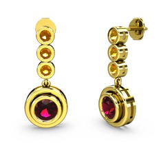 Sitrin ve rodolit garnet 14 ayar altın küpe