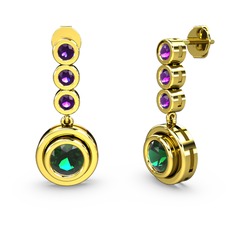 Belinda Küpe - Ametist ve yeşil kuvars 925 ayar altın kaplama gümüş küpe #12r3p2s