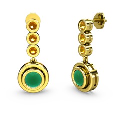 Belinda Küpe - Sitrin ve kök zümrüt 8 ayar altın küpe #12sm4x8