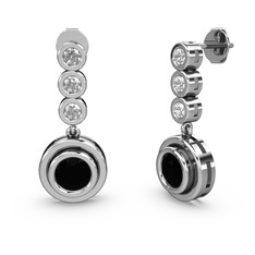 Belinda Küpe - Swarovski ve siyah zirkon 18 ayar beyaz altın küpe #12w53gq