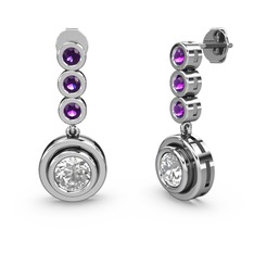 Belinda Küpe - Ametist ve swarovski 8 ayar beyaz altın küpe #13n2sop