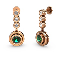 Belinda Küpe - Swarovski ve yeşil kuvars 8 ayar rose altın küpe #14dgmqp