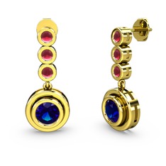 Belinda Küpe - Kök yakut ve lab safir 8 ayar altın küpe #14du6p8