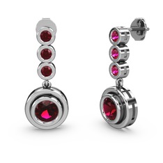 Belinda Küpe - Rodolit garnet 8 ayar beyaz altın küpe #1656yzk