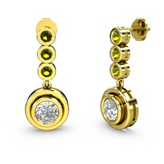 Peridot ve swarovski 18 ayar altın küpe