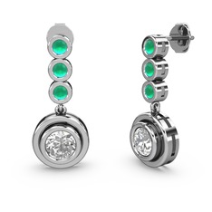 Belinda Küpe - Kök zümrüt ve elmas 18 ayar beyaz altın küpe (1.36 karat) #17sa7fr