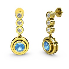 Swarovski ve akuamarin 18 ayar altın küpe