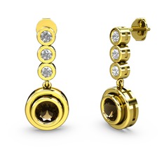 Belinda Küpe - Swarovski ve dumanlı kuvars 925 ayar altın kaplama gümüş küpe #1a90nb4