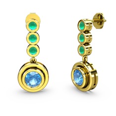 Belinda Küpe - Kök zümrüt ve akuamarin 8 ayar altın küpe #1aozery