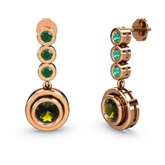 Yeşil kuvars ve peridot 14 ayar rose altın küpe