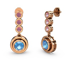 Belinda Küpe - Pembe kuvars ve akuamarin 8 ayar rose altın küpe #1c7v9v2