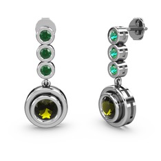 Belinda Küpe - Yeşil kuvars ve peridot 8 ayar beyaz altın küpe #1ccozmt