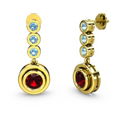 Belinda Küpe - Akuamarin ve garnet 18 ayar altın küpe #1cj3xcp
