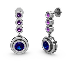 Belinda Küpe - Ametist ve lab safir 18 ayar beyaz altın küpe #1cwxzbb