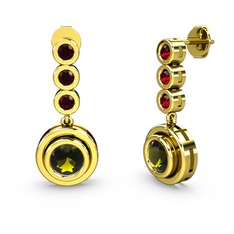 Belinda Küpe - Garnet ve peridot 18 ayar altın küpe #1d0dgob