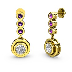 Belinda Küpe - Ametist ve elmas 925 ayar altın kaplama gümüş küpe (1.36 karat) #1drrnvk