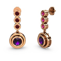 Belinda Küpe - Rodolit garnet ve ametist 14 ayar rose altın küpe #1e43q6j