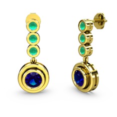 Belinda Küpe - Kök zümrüt ve lab safir 8 ayar altın küpe #1fdyw3b