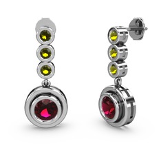 Belinda Küpe - Peridot ve rodolit garnet 14 ayar beyaz altın küpe #1fmplmo