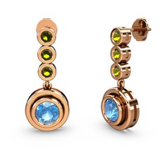 Peridot ve akuamarin 8 ayar rose altın küpe