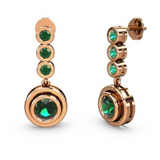 Yeşil kuvars 18 ayar rose altın küpe