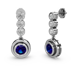 Belinda Küpe - Swarovski ve lab safir 8 ayar beyaz altın küpe #1iir5tx