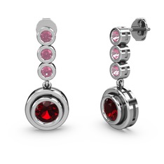 Belinda Küpe - Pembe kuvars ve garnet 14 ayar beyaz altın küpe #1iwqsjc