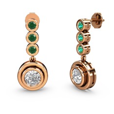 Yeşil kuvars ve pırlanta 18 ayar rose altın küpe (1.84 karat)