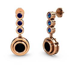 Belinda Küpe - Lab safir ve siyah zirkon 14 ayar rose altın küpe #1k0khen