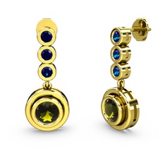 Lab safir ve peridot 18 ayar altın küpe