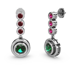 Belinda Küpe - Rodolit garnet ve yeşil kuvars 18 ayar beyaz altın küpe #1myt2cv