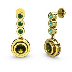Yeşil kuvars ve peridot 18 ayar altın küpe