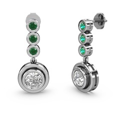 Yeşil kuvars ve swarovski 925 ayar gümüş küpe