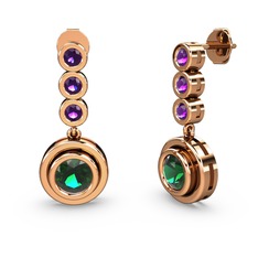 Belinda Küpe - Ametist ve yeşil kuvars 18 ayar rose altın küpe #1rqk0gz